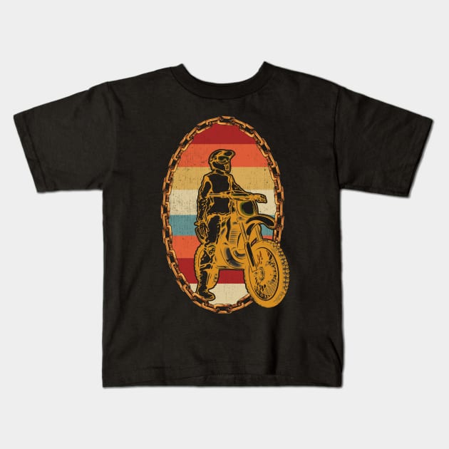 Dirt Bike Motocross Motorcycle Vintage Retro Gift Kids T-Shirt by sumikoric